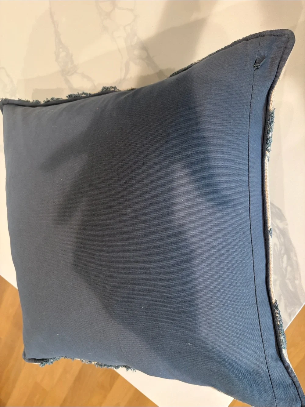 Pottery Barn Blue and Cream 18” square Textured Floral Accent Pillow